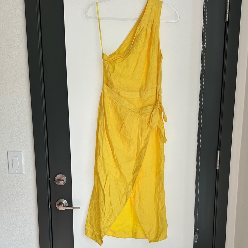 Anthropologie Yellow One-Shoulder Dress